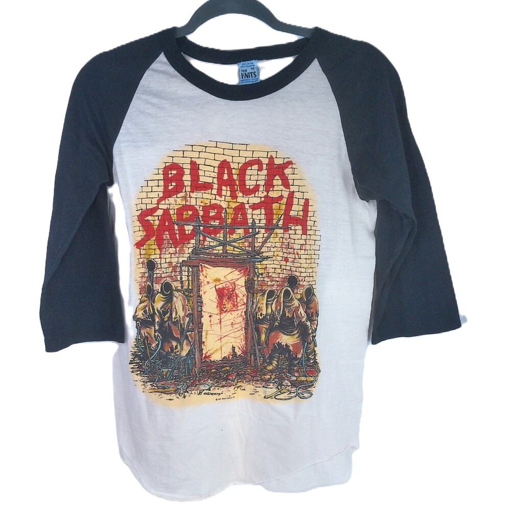 Vintage 1981 The Knits Black Sabbath Mob Rules Tour Raglan Baseball Shirt Medium